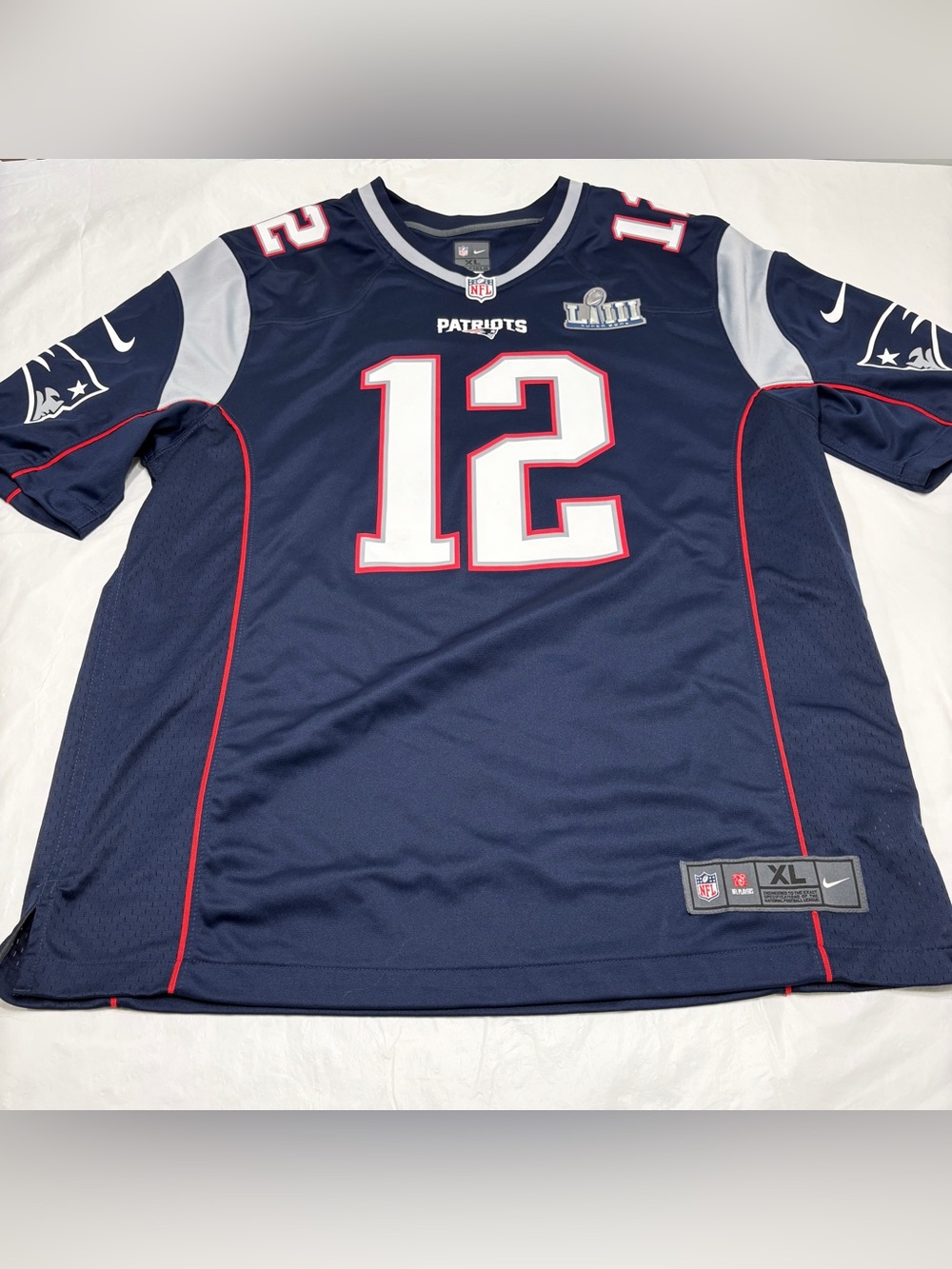 Nike On Field New England Patriots Super Bowl LIII Tom Brady #12 Jersey Mens XL